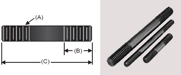 thumbnail image 2 of QuarkMRO 304 Stainless Steel Hex Head Double End Studs - Right/Left Hand Thread - Metric (M4 To M16) 2 of 3